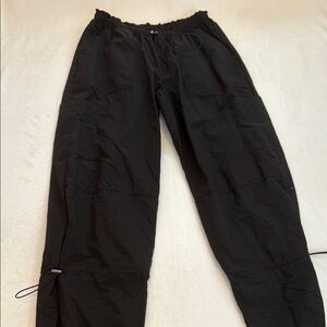 Black Cargo Parachute Pants